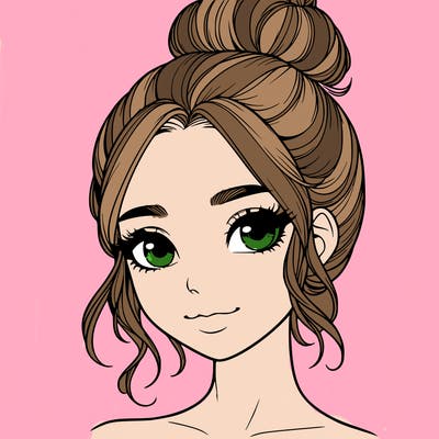 realistic pretty girl with hair in bun