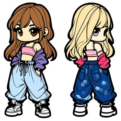 girl in crop top and baggy pants