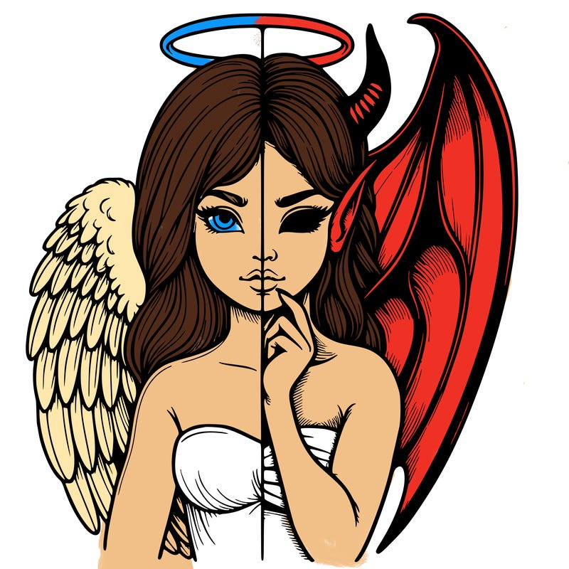 realistic angel half demon