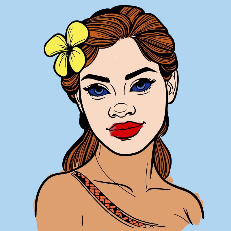 a realistic polynesian woman with a samoan pacific look and a taupou