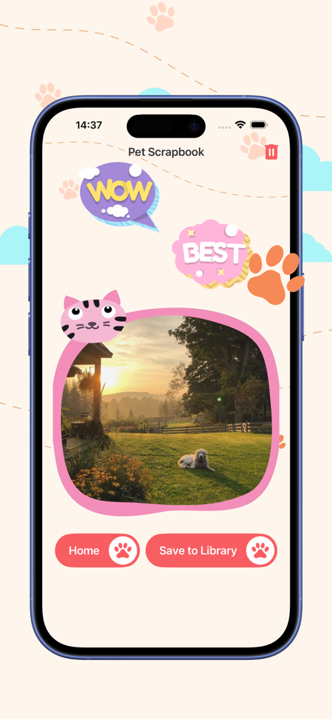 Amar-Capture Pet Beautiful - Digital pet scrapbook with stickers and a framed dog photo