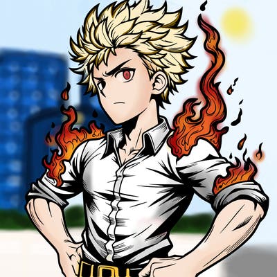 realistic manga man of fire