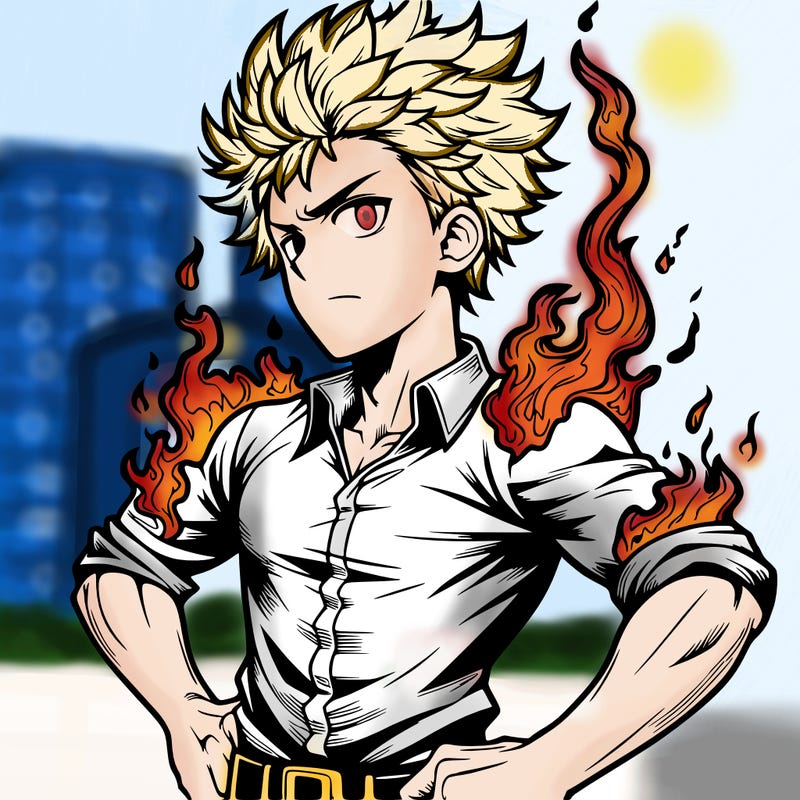 realistic manga man of fire