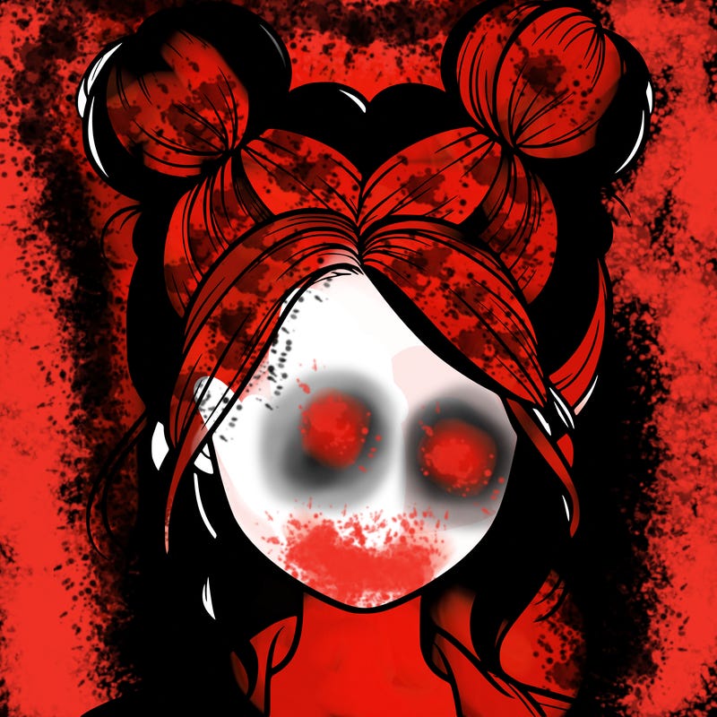 realistic girl with buns on the top of her hair