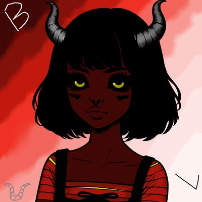 realistic girl with horns