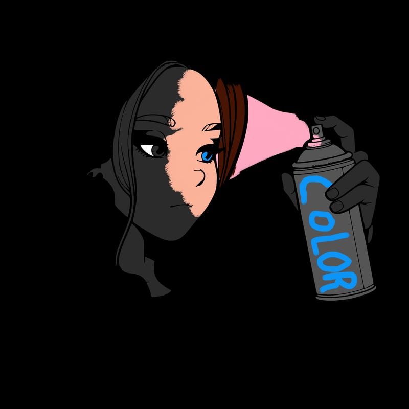 a realistic girl, spray painting