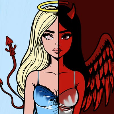 devil vs angel realistic girl
