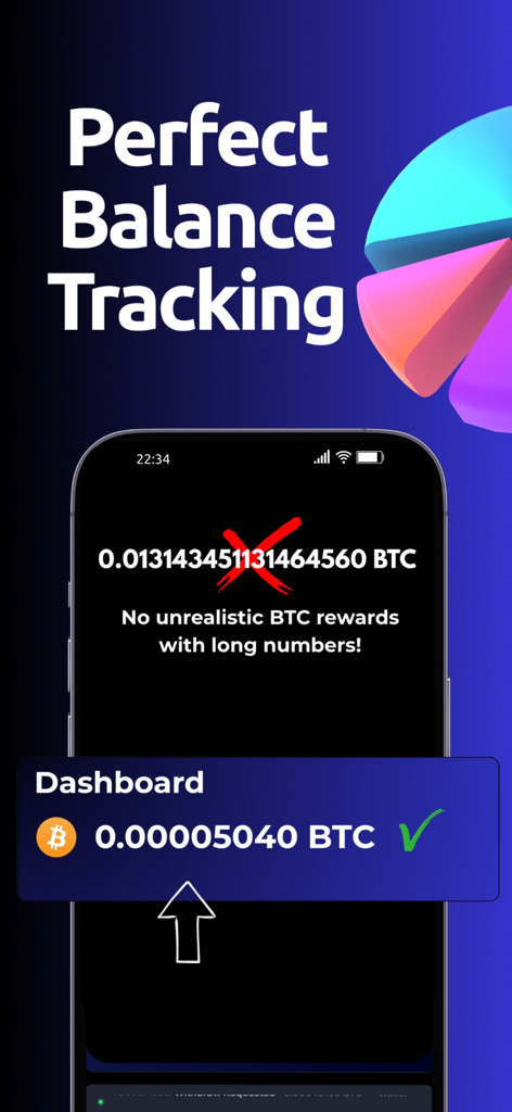Bitcoin Mining: Cloud Miner - A comparison of realistic versus unrealistic Bitcoin reward displays in a cloud mining app dashboard