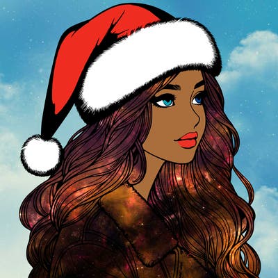 realistic girl in santa hat