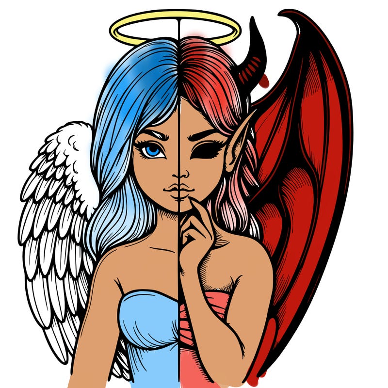 realistic angel half demon