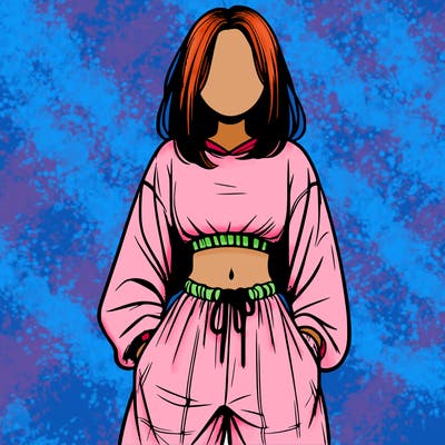 realistic girl faceless with baggy pants and a crop top