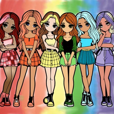 a group of girls realistic
