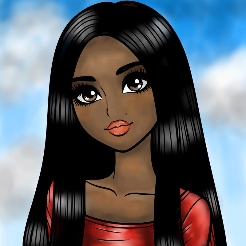 realistic girl with straight and long hair