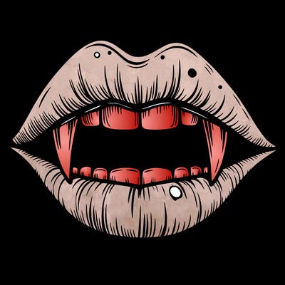 lips with vampire teeth