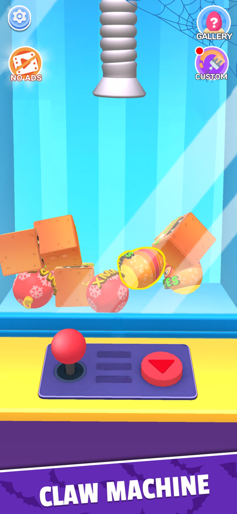 Gameplay screenshot of the claw machine mechanic in Toy Master Surprise Eggs 3D
