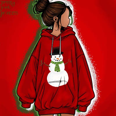 realistic girl with a oversized sweatshirt on and a bun