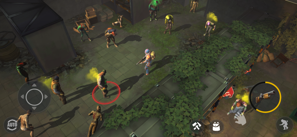 Days After: Zombie Survival - A character fights off zombies in an isometric post-apocalyptic urban environment.