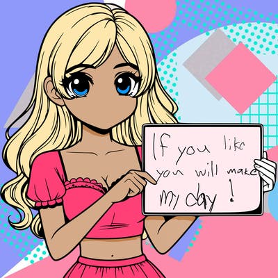 realistic pretty girl holding blank sign
