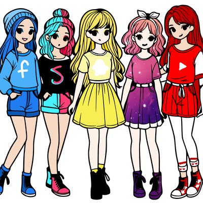 a group of five girls