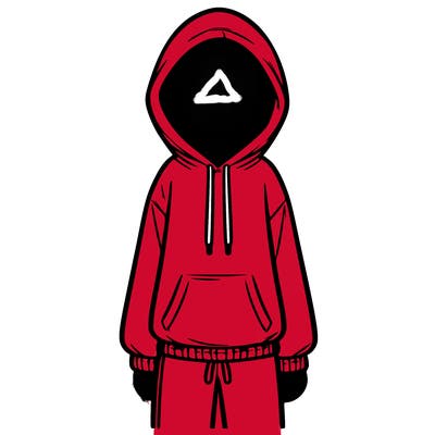 faceless girl in a tracksuit with a hood on and no hair