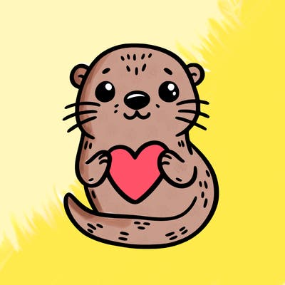 otter with a heart