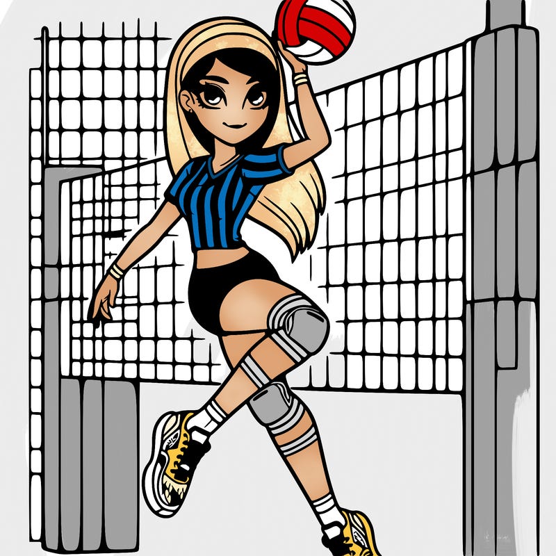 𝓐 𝔀𝓸𝓶𝓪𝓷 𝓭𝓸𝓲𝓷𝓰 𝓿𝓸𝓵𝓵𝓮𝔂𝓫𝓪𝓵𝓵 𝔀𝓲𝓽𝓱 𝓪 𝓼𝓽𝓻𝓲𝓹𝓮𝓭 𝓳𝓮𝓻𝓼𝓮𝔂 𝓪𝓷𝓭 𝓼𝓱𝓸𝓻𝓽 𝓪𝓷𝓭 𝓽𝓲𝓰𝓱𝓽 𝓼𝓱𝓸𝓻𝓽𝓼 𝓪𝓷𝓭 𝓵𝓸𝓷𝓰 𝓱𝓪𝓲𝓻 𝓲𝓷 𝓰𝓻𝓪𝓭𝓮𝓼 𝔀𝓲𝓽𝓱 𝓽𝓱𝓮 𝓿𝓸𝓵𝓵𝓮𝔂𝓫𝓪𝓵𝓵 𝓲𝓷 𝓽𝓱𝓮 𝓪𝓲𝓻 𝔀𝓲𝓽𝓱 𝓷𝓮𝔀 𝓹𝓪𝓭𝓼 𝓸𝓷 𝓪𝓷𝓭 𝓽𝓮𝓷𝓷𝓲𝓼 𝓼𝓱𝓸𝓮𝓼 𝓸𝓷 𝓪𝓷𝓭 𝓪 𝓿𝓸𝓵𝓵𝓮𝔂 𝓫𝓪𝓵𝓵 𝓷𝓮𝓽 𝓲𝓷 𝓽𝓱𝓮 𝓫𝓪𝓬𝓴𝓰𝓻𝓸𝓾𝓷𝓭