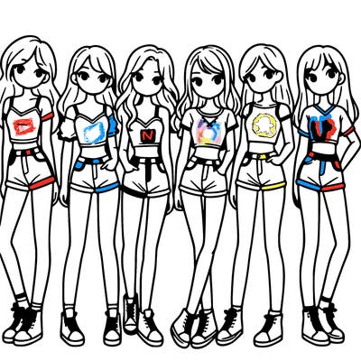 a group of girls wearing crop tops and shorts