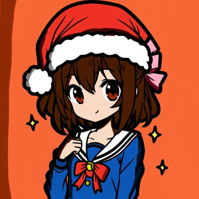 anime girl wearing a santa hat