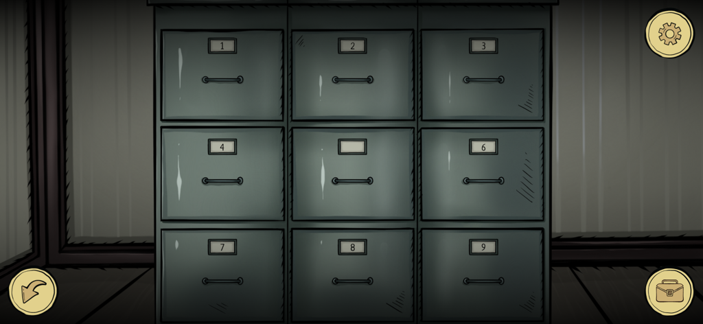 Escape Room: Strange Case 2 - Un archivador metálico con cajones numerados en el juego de misterio de terror Escape Room Strange Case 2.