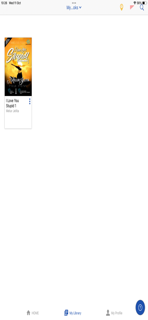 E-Sentral - E-Sentral ebook reader app showing the My Library screen on a tablet with a book titled I Love You Stupid 1