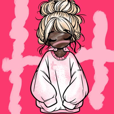 girl with baggy sweatshirt and messy bun