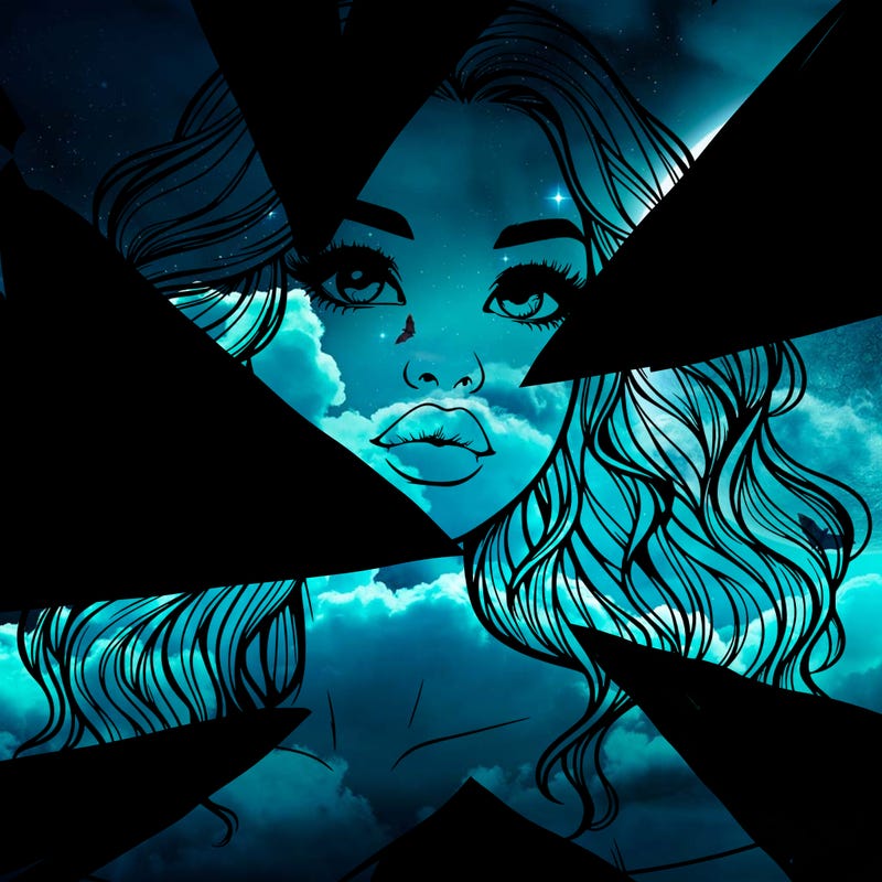 realistic girl with wavy hair and lips