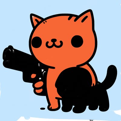 cat with a dog as a gun