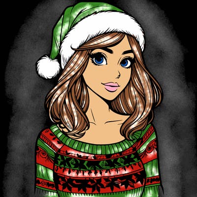 realistic lady in a christmas sweater
