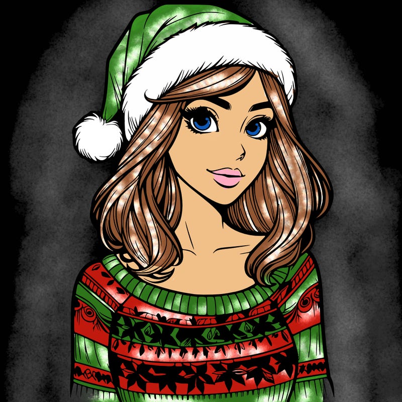 realistic lady in a christmas sweater