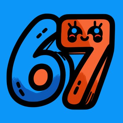 the numbers 67