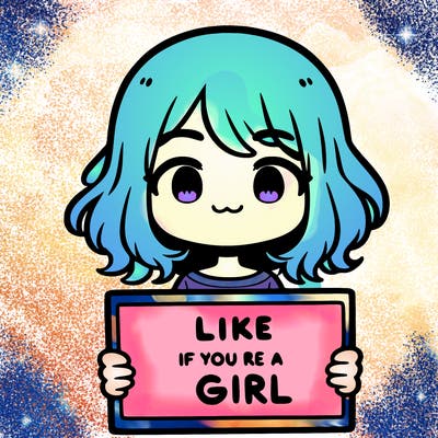 a cute girl holding a sign that says like if you’re a girl