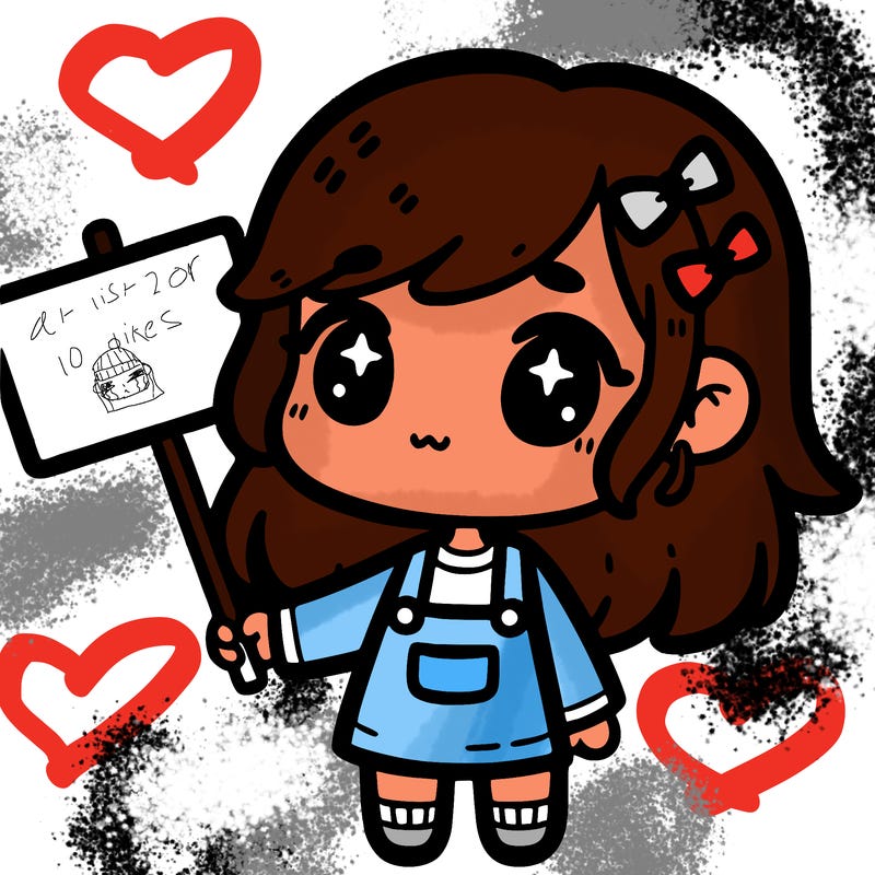 a girl with a sign