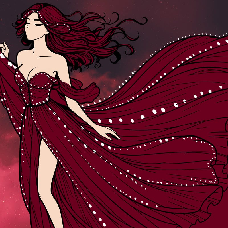 realistic woman in dress flowing the the wind