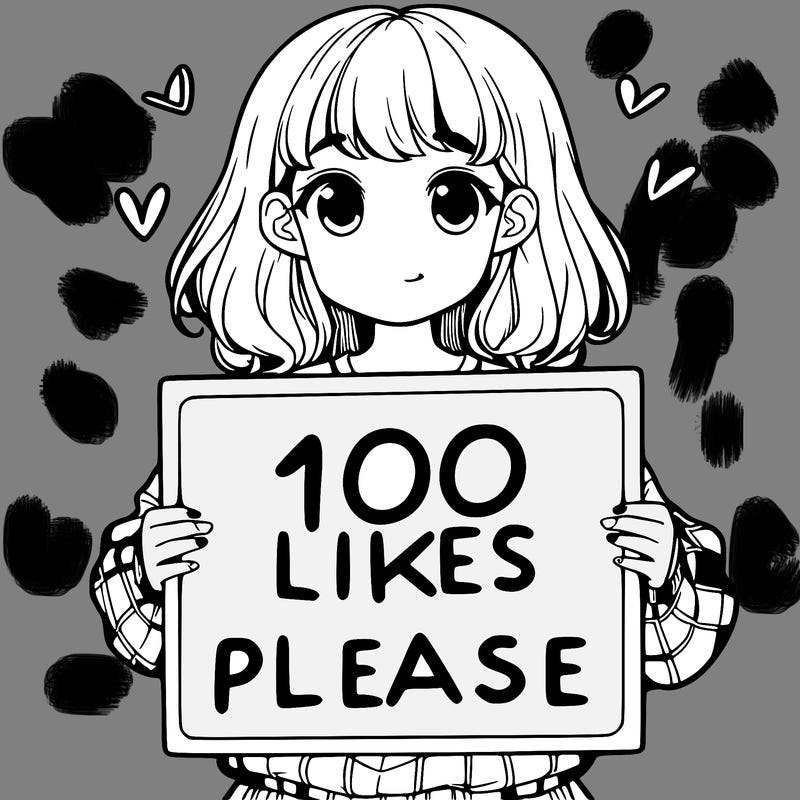 a girl holding a sign saying 100 likes please