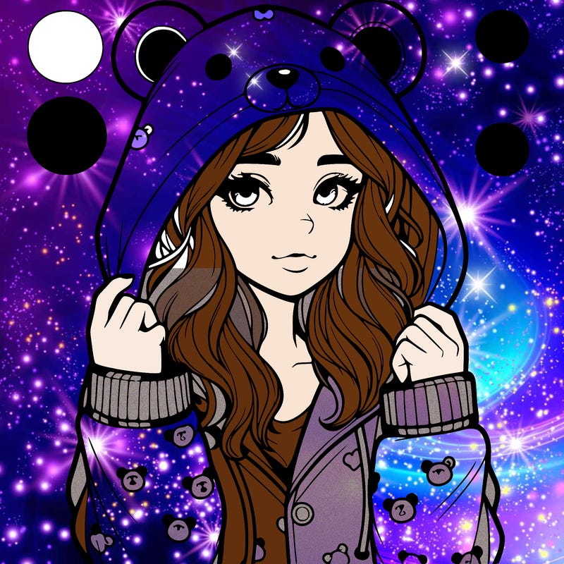 realistic girl in a animal pjs hoodie