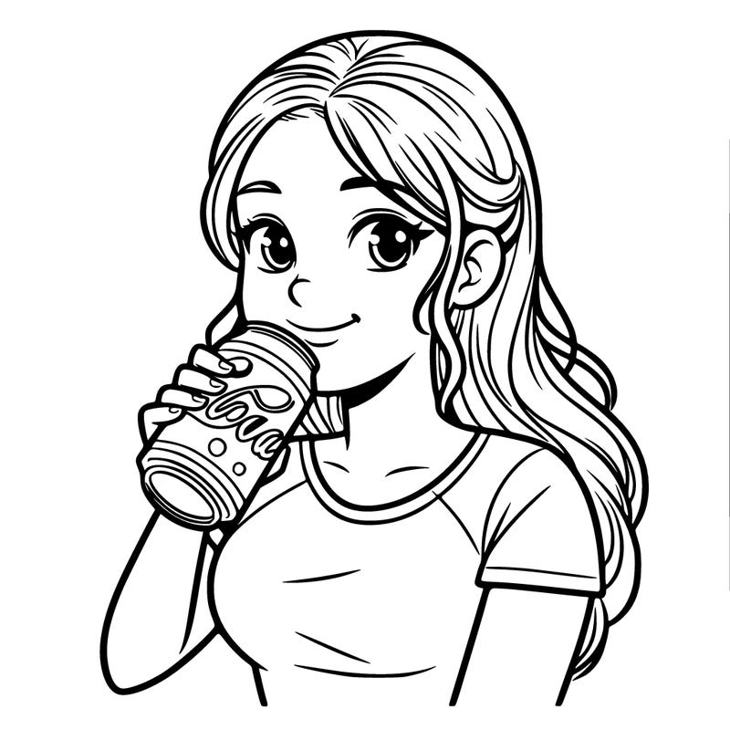 teen girl drinking coca cola