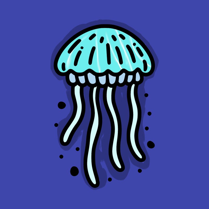jellyfish outline simple, no color, white background cute drawing for kids