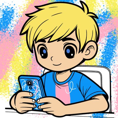 a boy with his phone