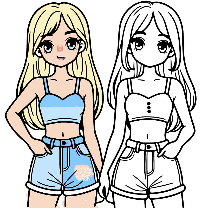 two sisters with crop tops and jean shorts and straight hair