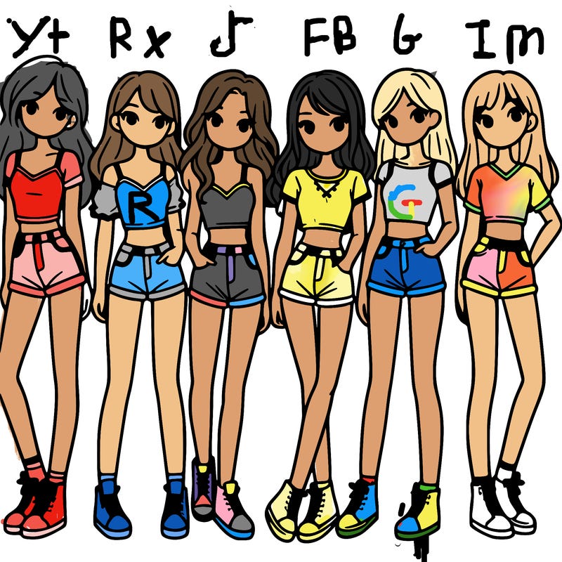 a group of girls wearing crop tops and shorts