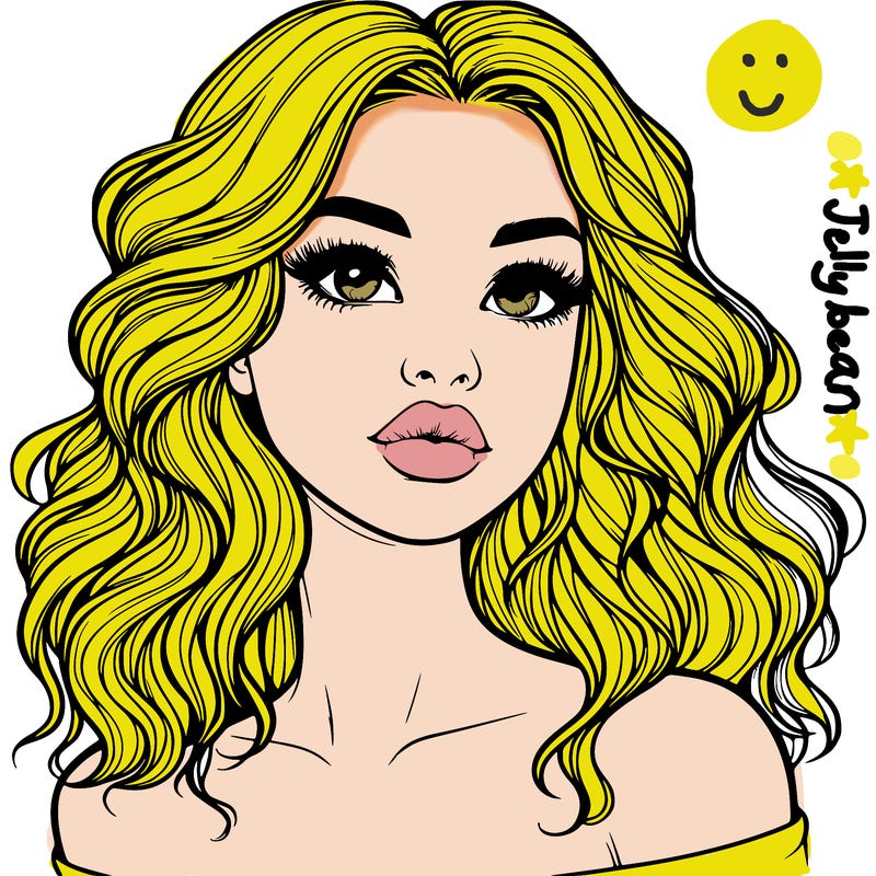 realistic girl with wavy hair and lips