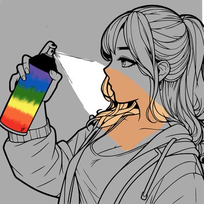 a realistic girl spray, painting