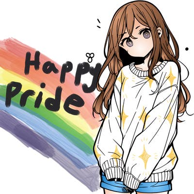 manga teen girl  in a sweater and baggy pants