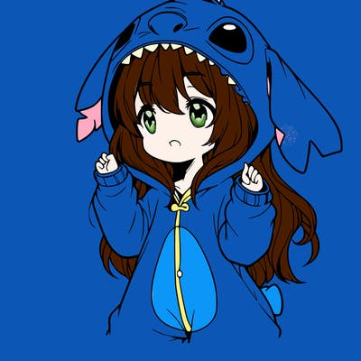 anime girl in a stitch onsie